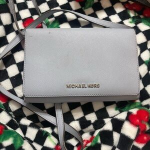 Michael Kors Sleek Gray Leather Crossbody Bag